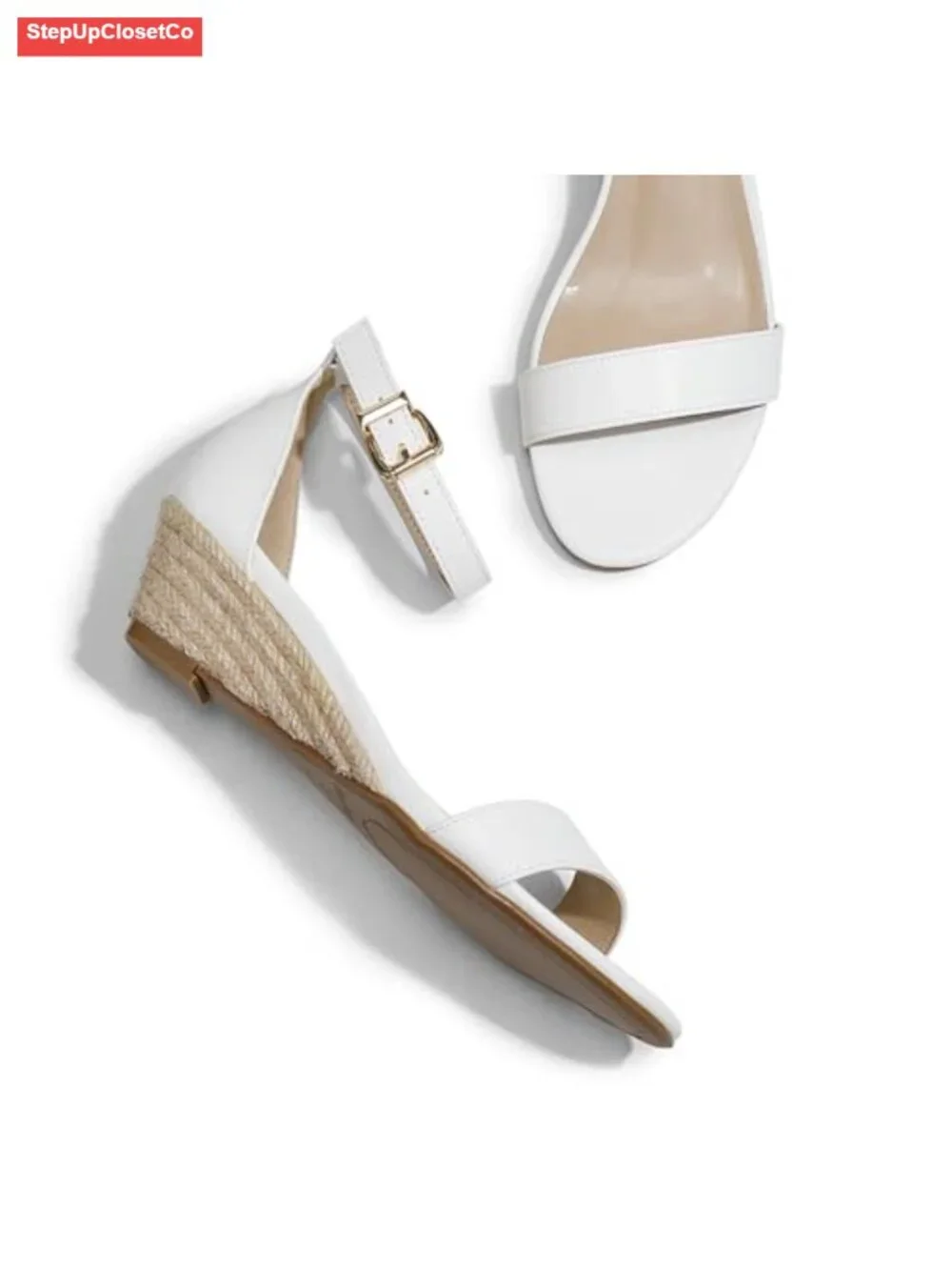 Ankle Strap Low Wedge Sandal with Cushioned Insole
